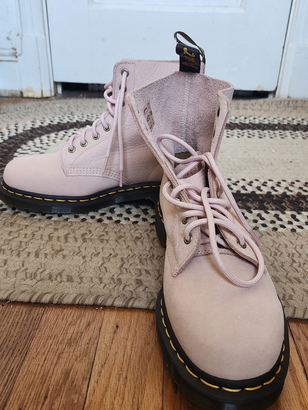 Dr. Martens Leather 1460 Pascal Lace-Up Boots in Pale Pink - Picture 9 of 9